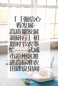 「强信心 看发展·高质量发展调研行」初夏时节农事忙——武威市凉州区推进高标准农田建设见闻