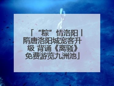 “粽”情洛阳丨隋唐洛阳城宠客升级 背诵《离骚》免费游览九洲池