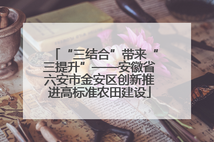 “三结合”带来“三提升”——安徽省六安市金安区创新推进高标准农田建设
