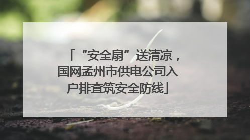 “安全扇”送清凉，国网孟州市供电公司入户排查筑安全防线