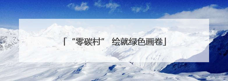 “零碳村” 绘就绿色画卷