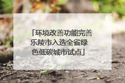 环境改善功能完善 乐陵市入选全省绿色低碳城市试点