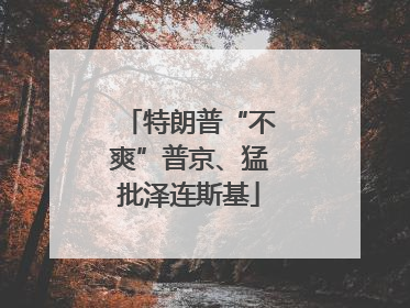 特朗普“不爽”普京、猛批泽连斯基
