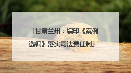 甘肃兰州：编印《案例选编》落实司法责任制