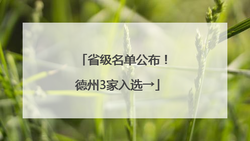 省级名单公布！德州3家入选→