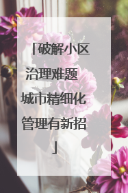 破解小区治理难题 城市精细化管理有新招