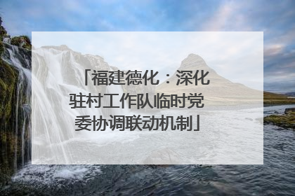 福建德化：深化驻村工作队临时党委协调联动机制