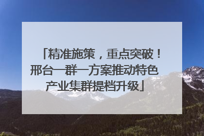 精准施策，重点突破！邢台一群一方案推动特色产业集群提档升级