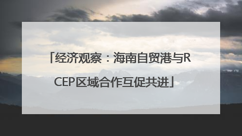 经济观察：海南自贸港与RCEP区域合作互促共进