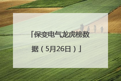 保变电气龙虎榜数据（5月26日）