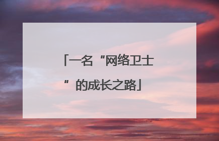 一名“网络卫士”的成长之路