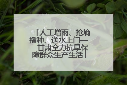 人工增雨、抢墒播种、送水上门——甘肃全力抗旱保障群众生产生活