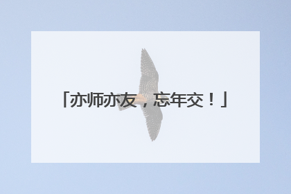 亦师亦友，忘年交！