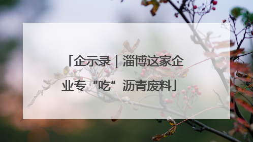 企示录｜淄博这家企业专“吃”沥青废料