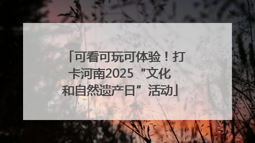 可看可玩可体验！打卡河南2025“文化和自然遗产日”活动