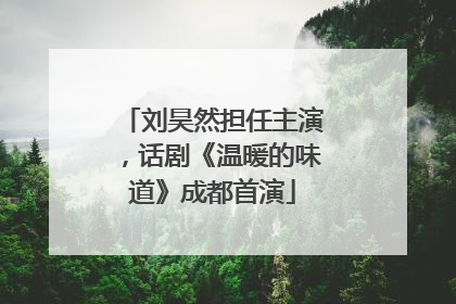 刘昊然担任主演，话剧《温暖的味道》成都首演