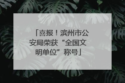 喜报！滨州市公安局荣获“全国文明单位”称号