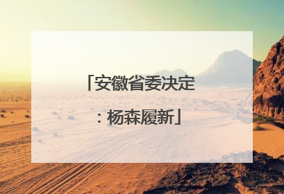 安徽省委决定：杨森履新