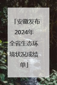 安徽发布2024年全省生态环境状况成绩单
