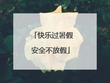 快乐过暑假 安全不放假