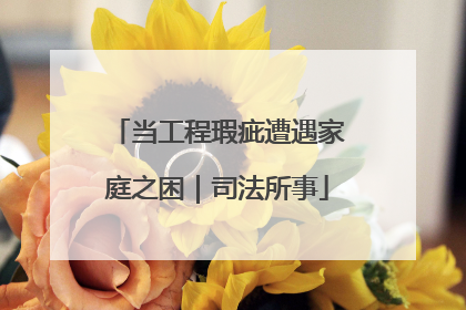 当工程瑕疵遭遇家庭之困｜司法所事