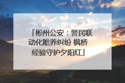 彬州公安：警民联动化赡养纠纷 枫桥经验守护夕阳红