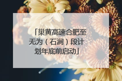 巢黄高速合肥至无为（石涧）段计划年底前启动