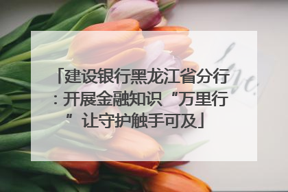 建设银行黑龙江省分行：开展金融知识“万里行”让守护触手可及