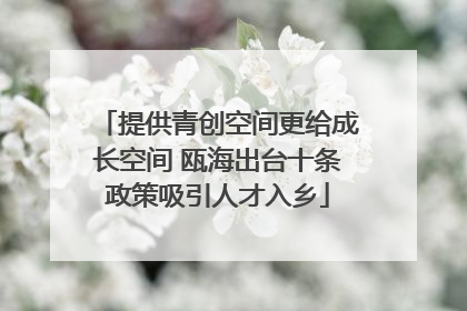 提供青创空间更给成长空间 瓯海出台十条政策吸引人才入乡
