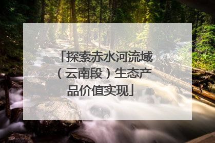 探索赤水河流域（云南段）生态产品价值实现