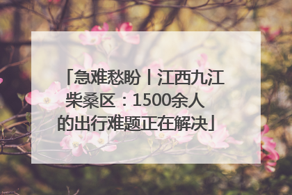 急难愁盼丨江西九江柴桑区：1500余人的出行难题正在解决