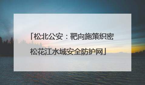 松北公安：靶向施策织密松花江水域安全防护网