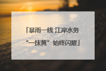 暴雨一线 江岸水务“一抹黄”始终闪耀