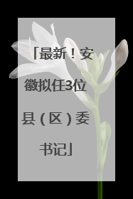 最新！安徽拟任3位县（区）委书记