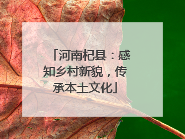 河南杞县：感知乡村新貌，传承本土文化