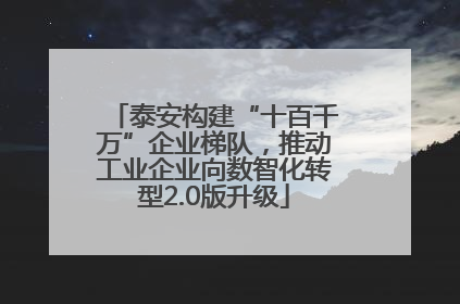 泰安构建“十百千万”企业梯队，推动工业企业向数智化转型2.0版升级