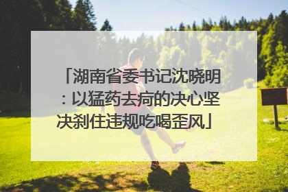 湖南省委书记沈晓明：以猛药去疴的决心坚决刹住违规吃喝歪风