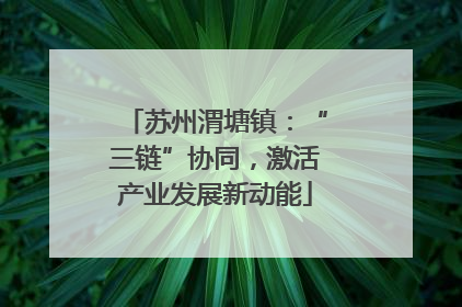 苏州渭塘镇：“三链”协同，激活产业发展新动能
