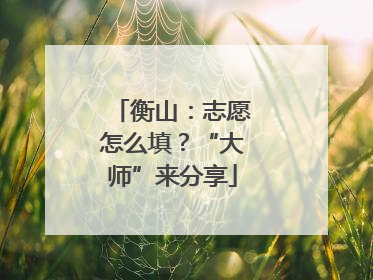 衡山：志愿怎么填？“大师”来分享