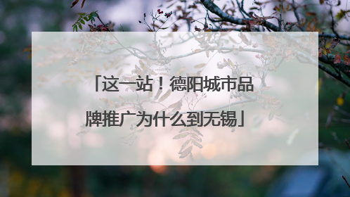 这一站！德阳城市品牌推广为什么到无锡