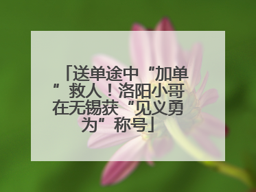 送单途中“加单”救人！洛阳小哥在无锡获“见义勇为”称号