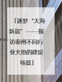 逐梦“大海新晨”——探访泰州不同行业火热的建设场景