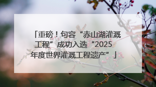 重磅！句容“赤山湖灌溉工程”成功入选“2025年度世界灌溉工程遗产”