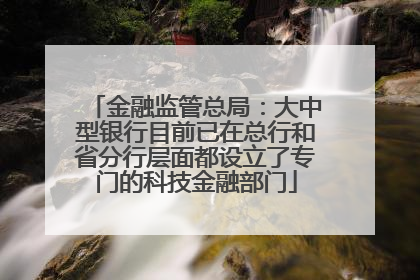 金融监管总局：大中型银行目前已在总行和省分行层面都设立了专门的科技金融部门