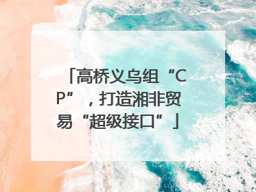 高桥义乌组“CP”，打造湘非贸易“超级接口”