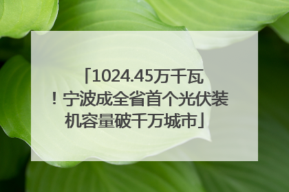 1024.45万千瓦！宁波成全省首个光伏装机容量破千万城市