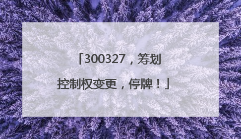 300327，筹划控制权变更，停牌！