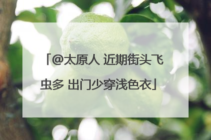 @太原人 近期街头飞虫多 出门少穿浅色衣